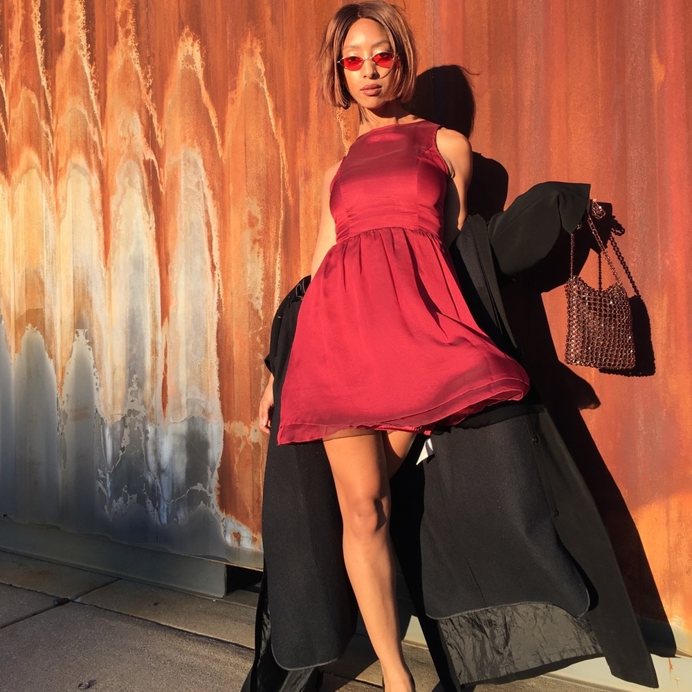 Kensie burgundy Skater dress XS
